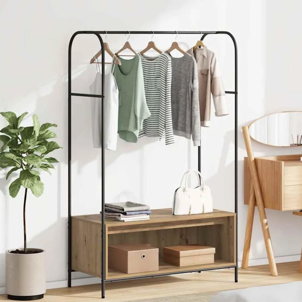 vidaXL Perchero para ropa Roble Marrón 100 x 44 x 160 cm Roble artisan New