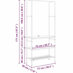 vidaXL Perchero para ropa 77 x 30 x 171 cm Madera envejecida Clearance