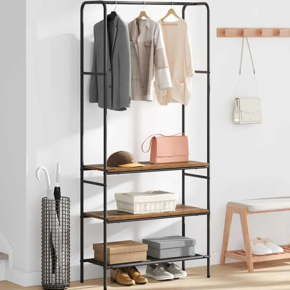 vidaXL Perchero para ropa 77 x 30 x 171 cm Madera envejecida Clearance