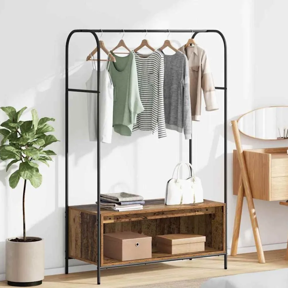 vidaXL Perchero para ropa Roble Marrón 100 x 44 x 160 cm Madera envejecida Clearance