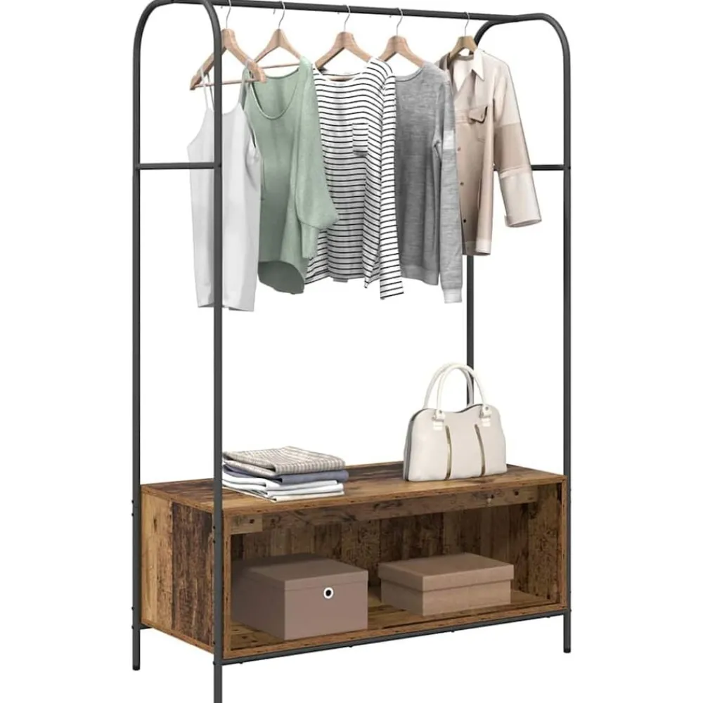 vidaXL Perchero para ropa Roble Marrón 100 x 44 x 160 cm Madera envejecida Clearance