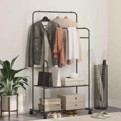 vidaXL Productos Del Hogar-Perchero para ropa con estante con rueda 80 x 53 x 156 cm