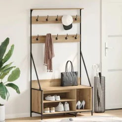 vidaXL Perchero para ropa Roble artesanal 100 x 41 x 184 cm Roble artisan Online