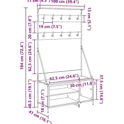 vidaXL Perchero para ropa Roble artesanal 100 x 41 x 184 cm Roble artisan Online