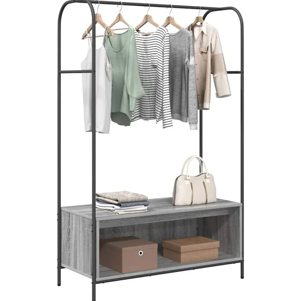 vidaXL Productos Del Hogar-Perchero para ropa Gris 100 x 44 x 160 cm Madera de ingeniería