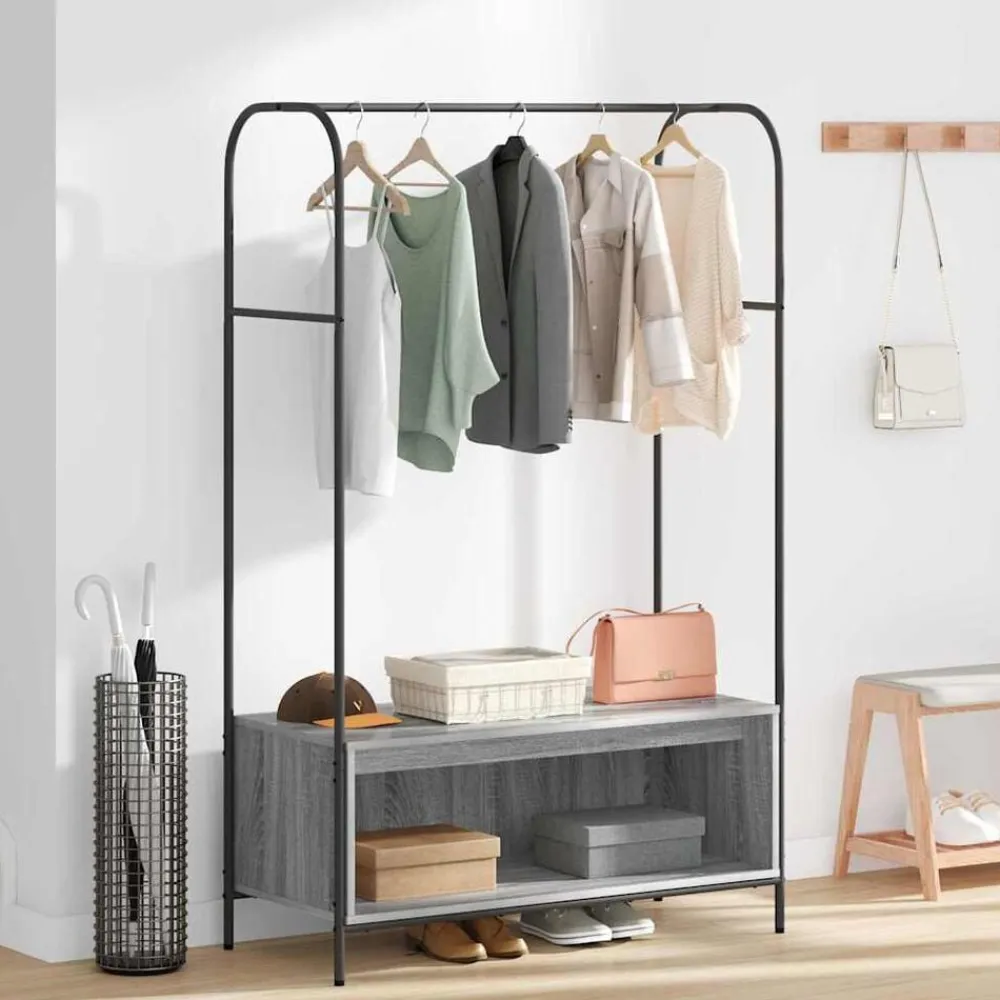 vidaXL Productos Del Hogar-Perchero para ropa Gris 100 x 44 x 160 cm Madera de ingeniería