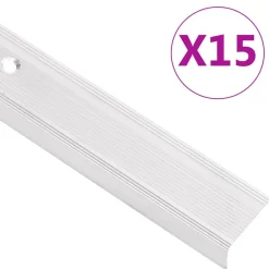 vidaXL Perfiles de peldaños forma de L 15 uds aluminio plata 90 cm Plateado Outlet