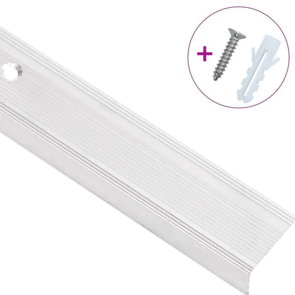 vidaXL Perfiles de peldaños forma de L 15 uds aluminio plata 90 cm Plateado Outlet