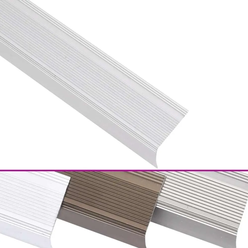 vidaXL Materiales De Construcción-Perfiles de peldaños forma de L 5 uds aluminio plata 100 cm