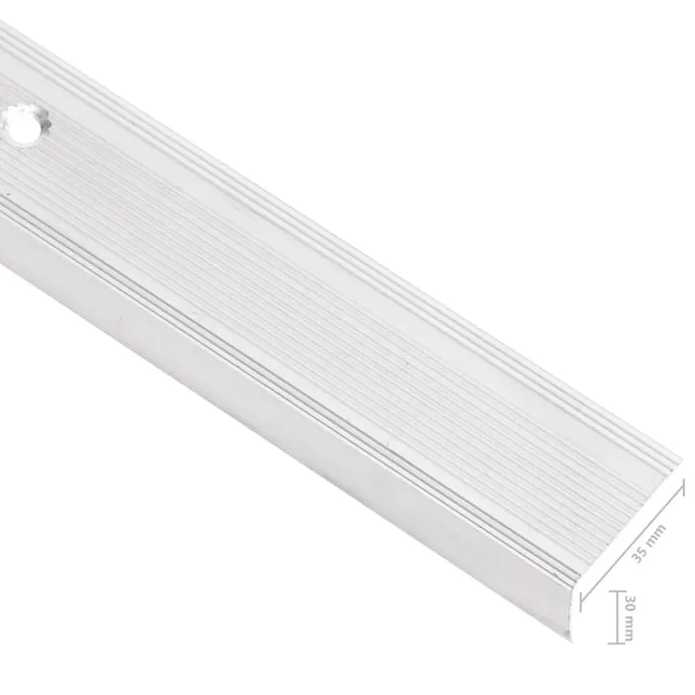 vidaXL Materiales De Construcción-Perfiles de peldaños forma de L 5 uds aluminio plata 100 cm