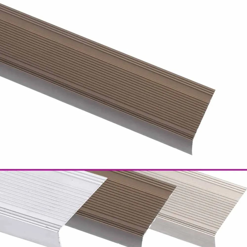 vidaXL Materiales De Construcción-Perfiles de peldaños forma de L 5 uds aluminio marrón 134 cm