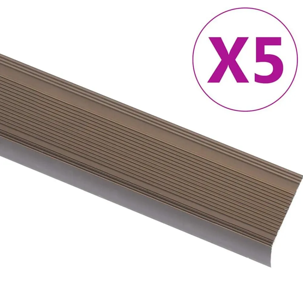 vidaXL Perfiles de peldaños forma de L 5 uds aluminio marrón 134 cm Marrón Hot