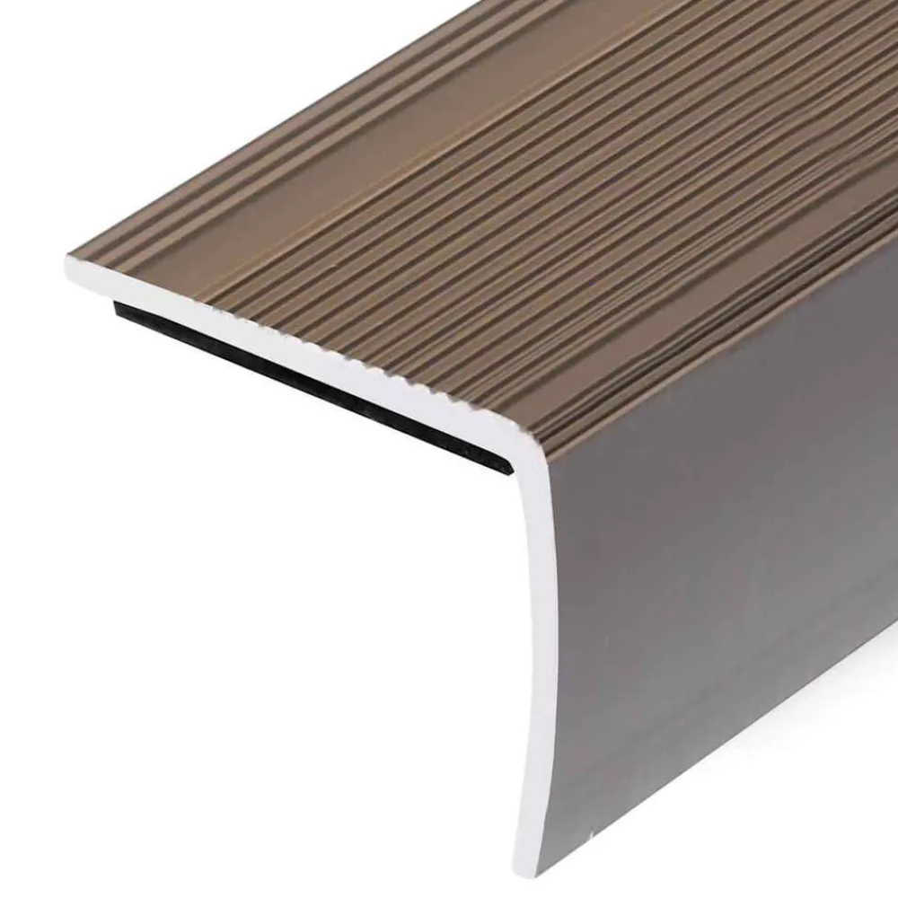 vidaXL Perfiles de peldaños forma de L 5 uds aluminio marrón 134 cm Marrón Hot