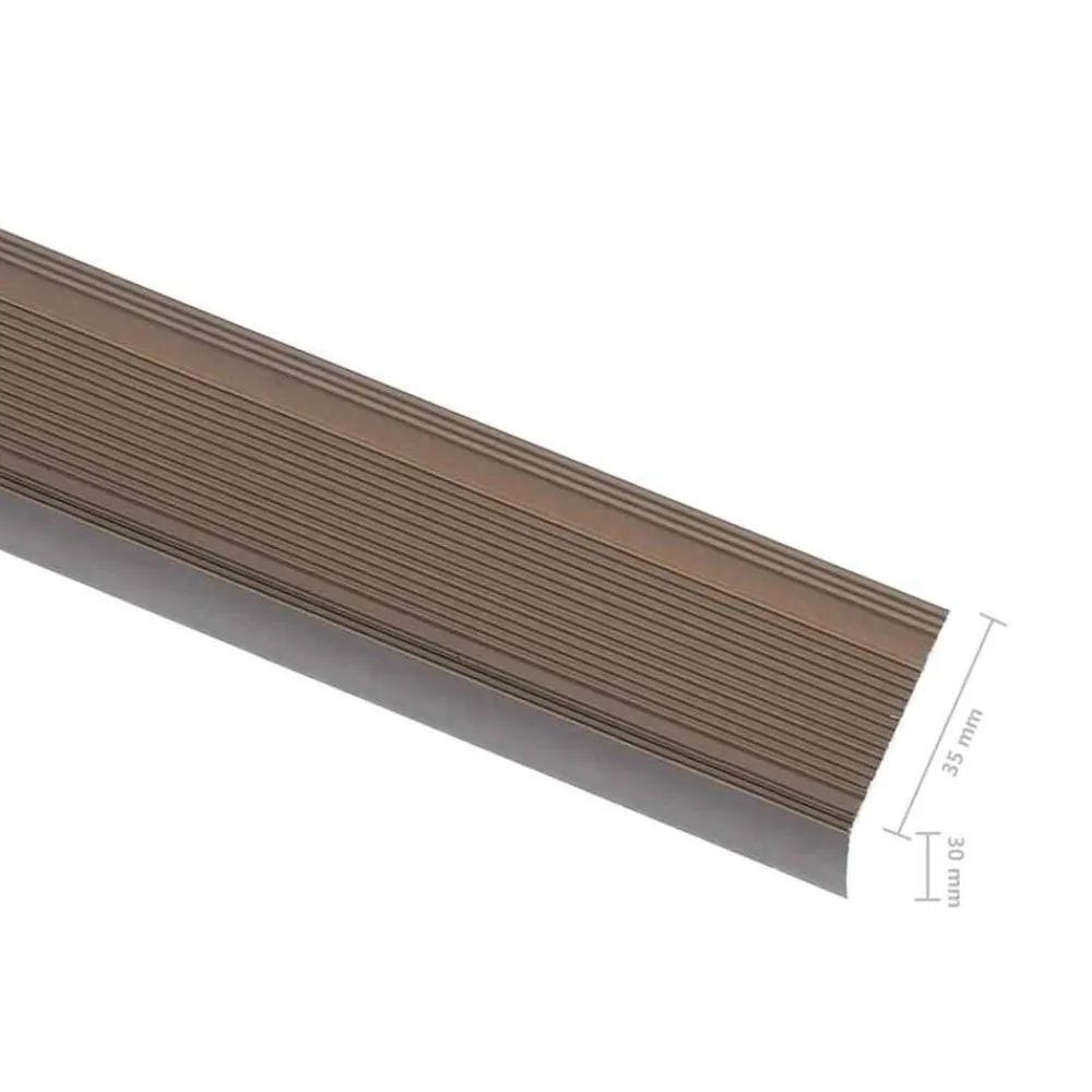 vidaXL Perfiles de peldaños forma de L 5 uds aluminio marrón 134 cm Marrón Hot