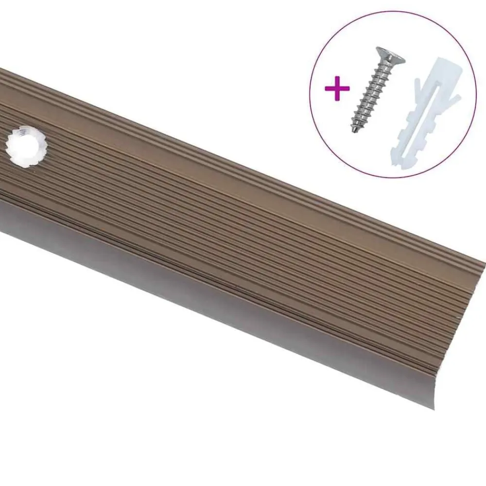 vidaXL Perfiles de peldaños forma de L 5 uds aluminio marrón 90 cm Marrón New