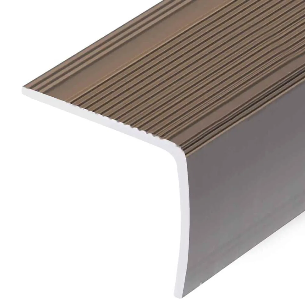 vidaXL Perfiles de peldaños forma de L 5 uds aluminio marrón 90 cm Marrón New