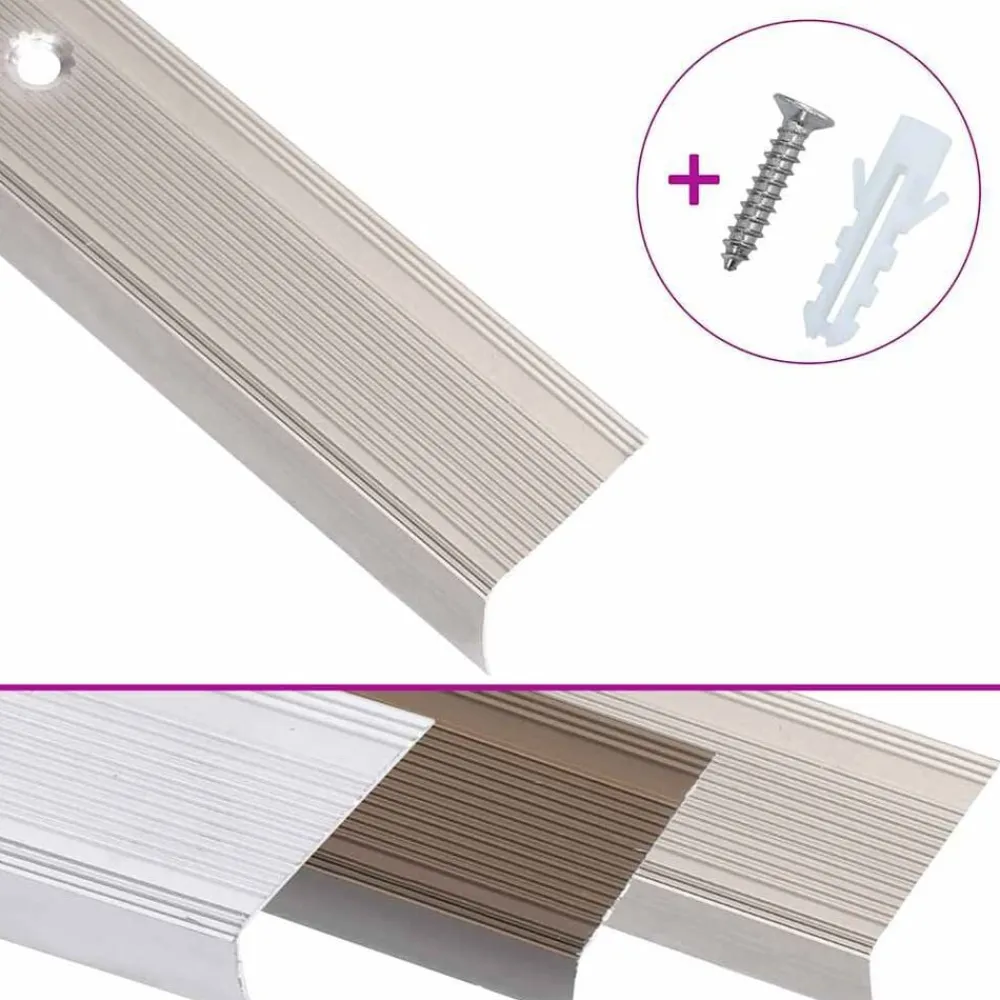 vidaXL Perfiles de peldaños forma de L 5 uds aluminio champán 90 cm champán Discount
