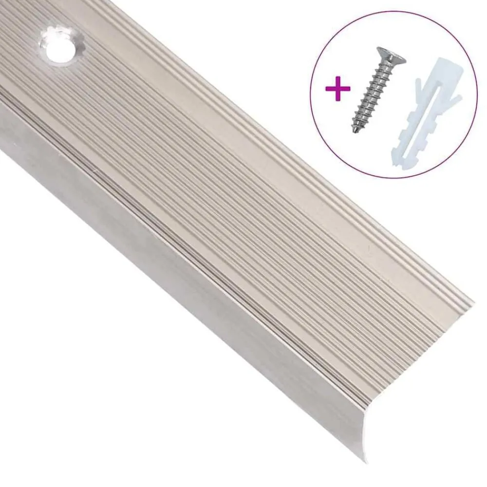vidaXL Perfiles de peldaños forma de L 5 uds aluminio champán 90 cm champán Discount