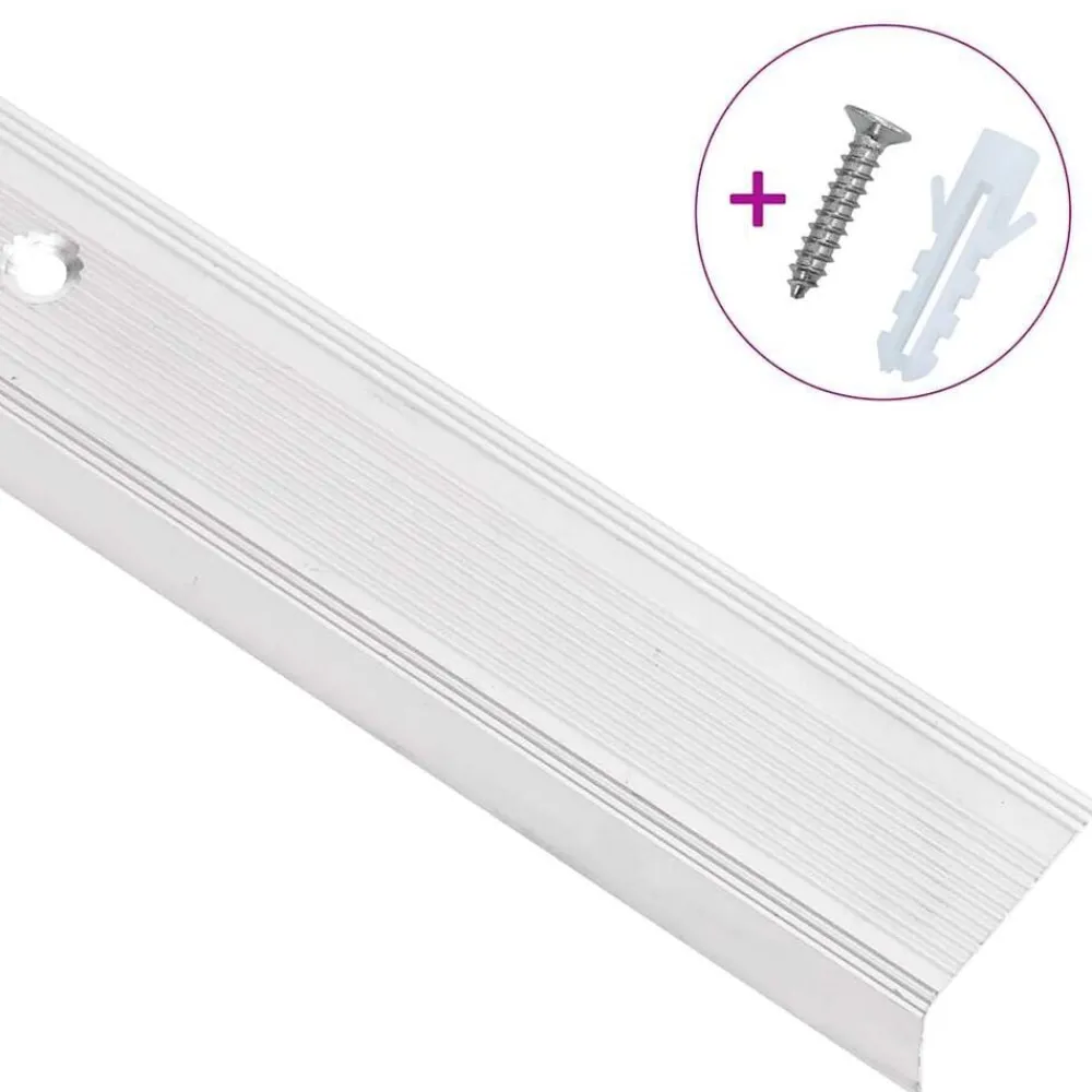 vidaXL Perfiles de peldaños forma de L 15 uds aluminio plata 90 cm Plateado