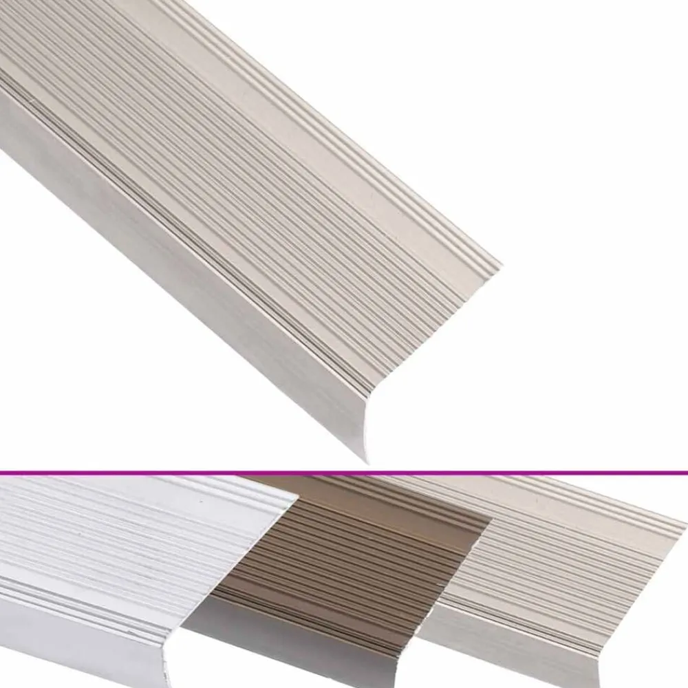 vidaXL Perfiles de peldaños forma de L 5 uds aluminio champán 90 cm champán Clearance