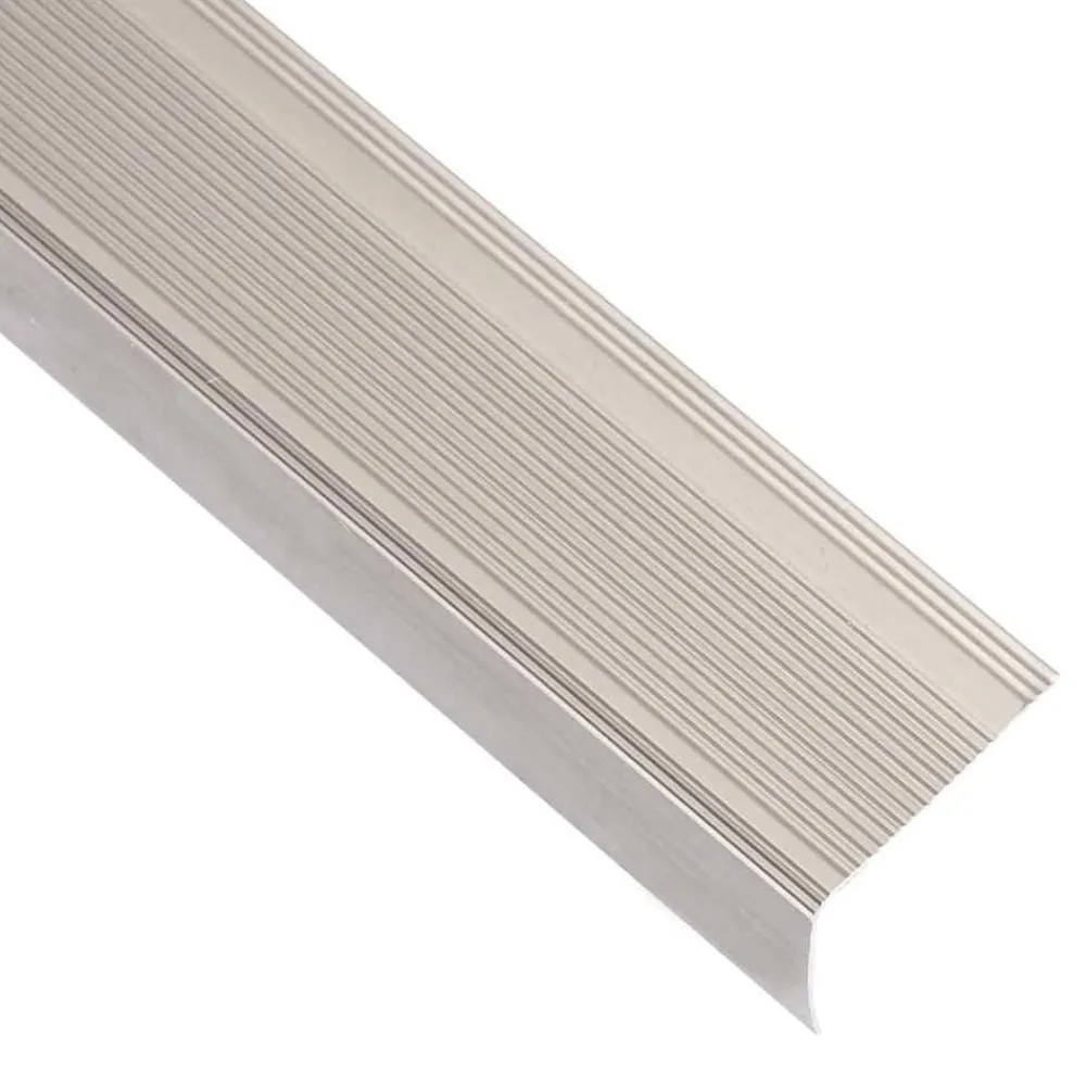 vidaXL Perfiles de peldaños forma de L 5 uds aluminio champán 90 cm champán Clearance