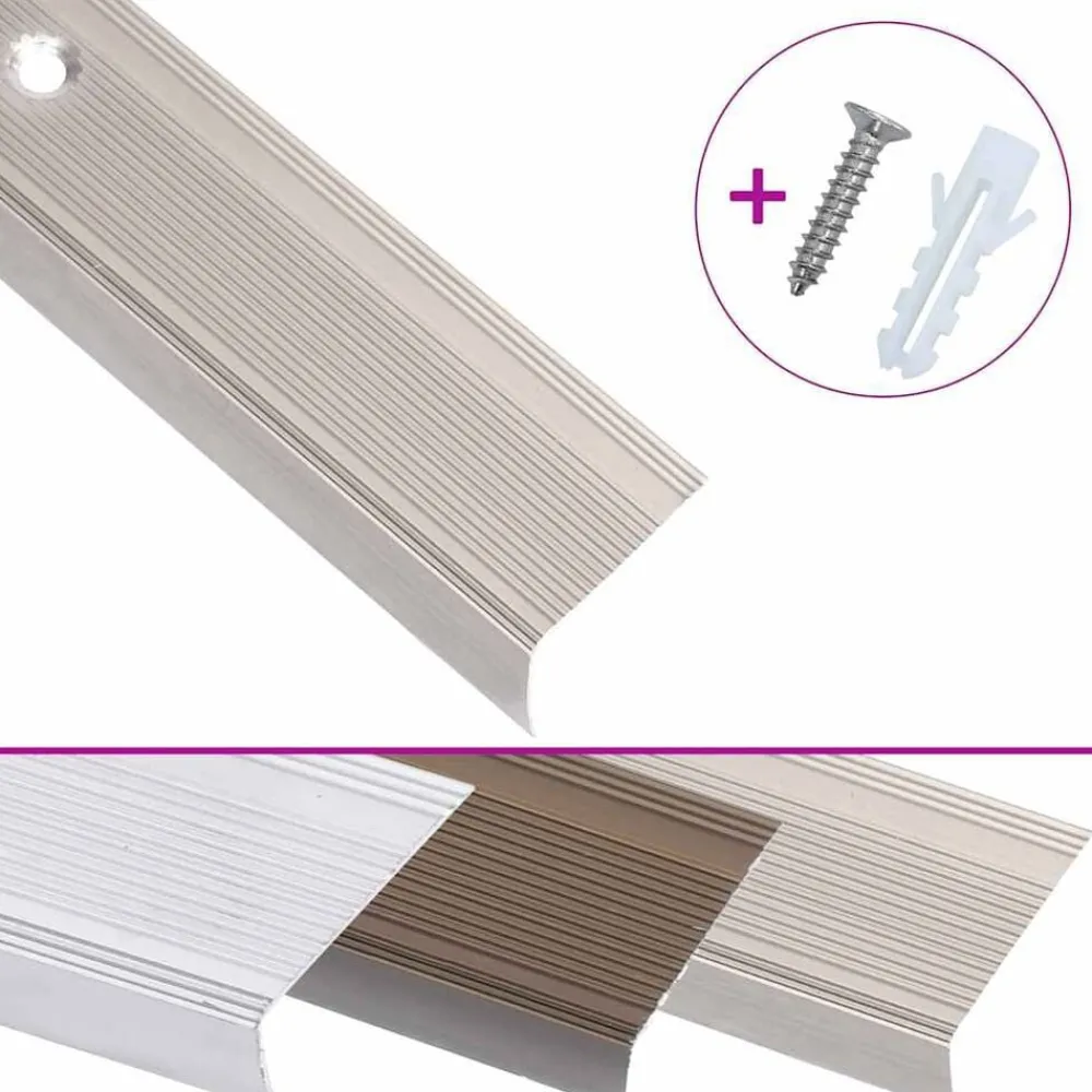 vidaXL Perfiles de peldaños forma de L 5 uds aluminio champán 90 cm champán Hot
