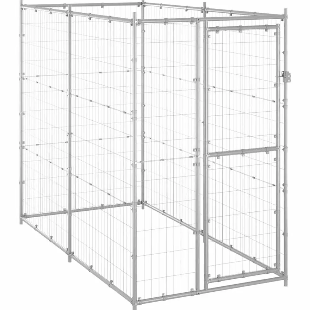 vidaXL Productos Para Mascotas-Perrera de exterior de acero galvanizado 110x220x180 cm