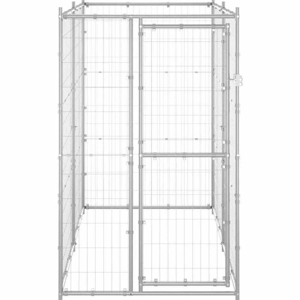 vidaXL Productos Para Mascotas-Perrera de exterior de acero galvanizado 110x220x180 cm