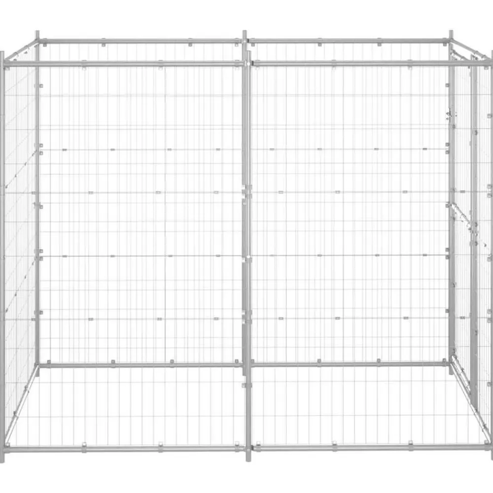 vidaXL Productos Para Mascotas-Perrera de exterior de acero galvanizado 110x220x180 cm