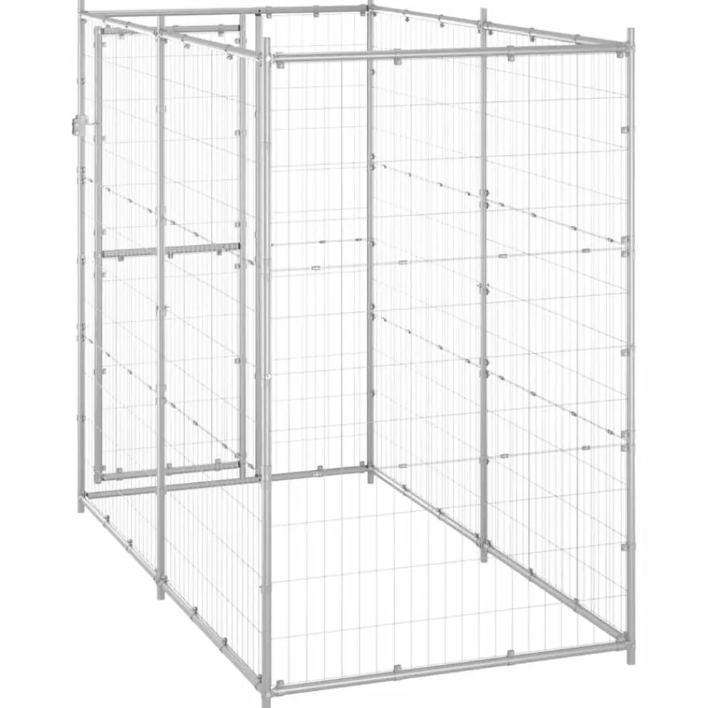 vidaXL Productos Para Mascotas-Perrera de exterior de acero galvanizado 110x220x180 cm
