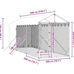 vidaXL Productos Para Mascotas-Perrera de exterior con toldo acero galvanizado plata 2x6x2,5 m