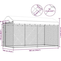 vidaXL Productos Para Mascotas-Perrera de exterior con toldo 382x192x225 cm