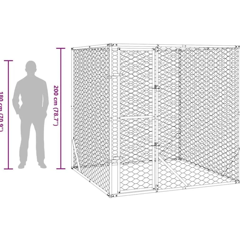 vidaXL Productos Para Mascotas-Perrera de exterior acero galvanizado plateado 2x2x2 m