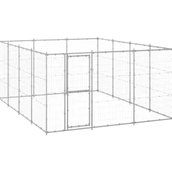 vidaXL Productos Para Mascotas-Perrera de exterior de acero galvanizado 14,52 m²
