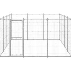 vidaXL Productos Para Mascotas-Perrera de exterior de acero galvanizado 14,52 m²