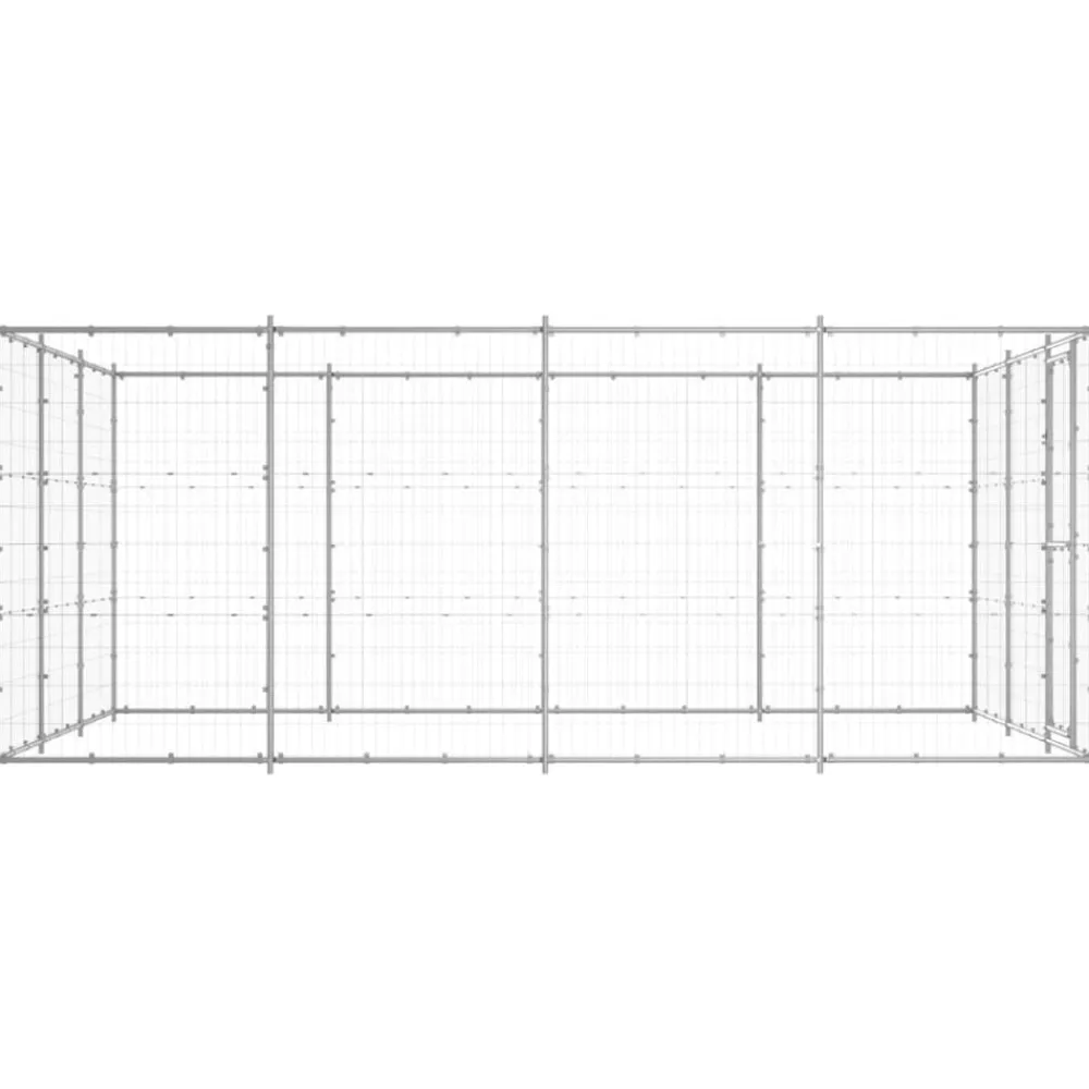 vidaXL Productos Para Mascotas-Perrera de exterior de acero galvanizado 14,52 m²