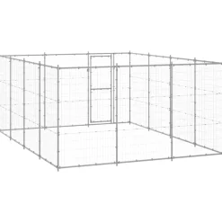 vidaXL Productos Para Mascotas-Perrera de exterior de acero galvanizado 14,52 m²