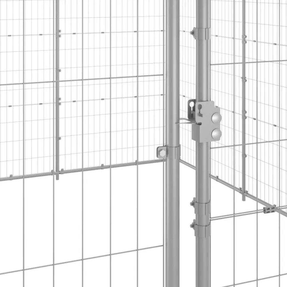 vidaXL Productos Para Mascotas-Perrera de exterior de acero galvanizado 14,52 m²
