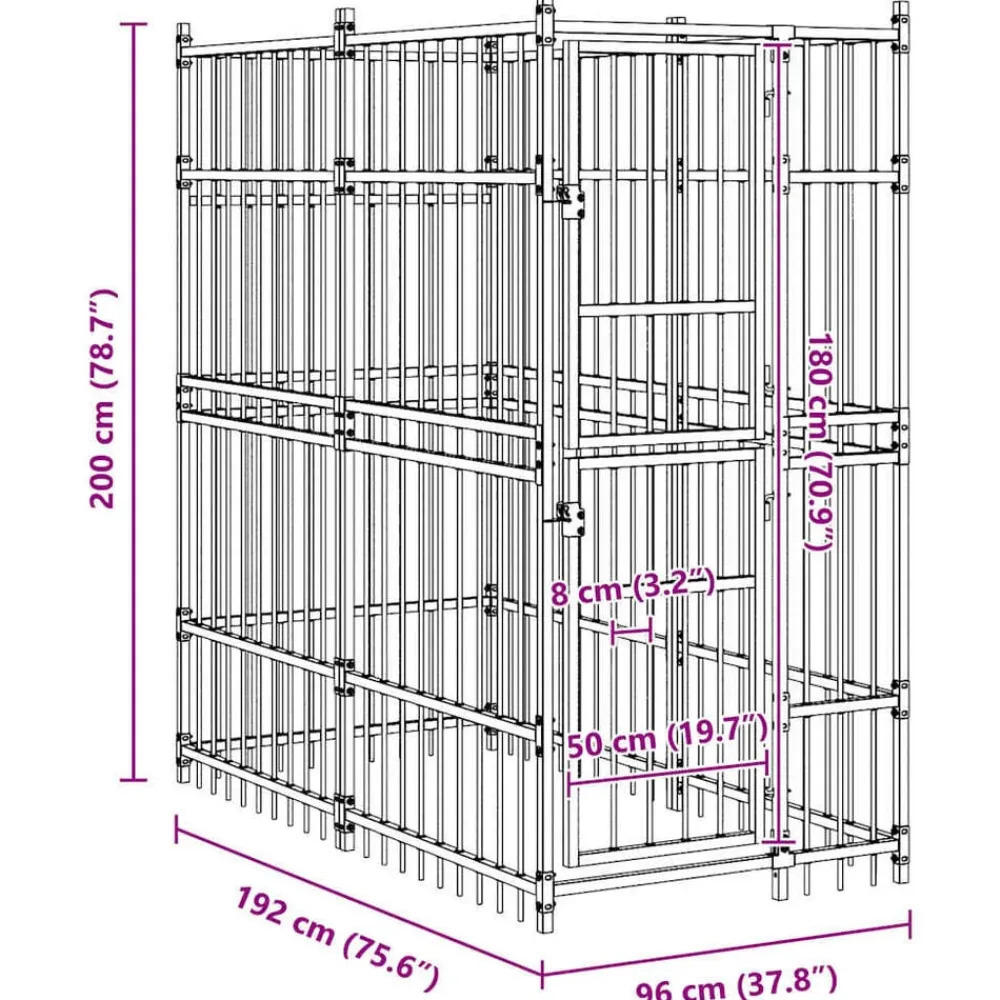 vidaXL Perrera de exterior de acero 1,84 m² Online