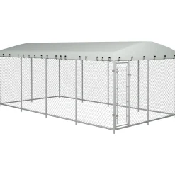 vidaXL Productos Para Mascotas-Perrera de exterior con techo 7,6x3,8x2,3 m