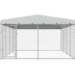 vidaXL Productos Para Mascotas-Perrera de exterior con techo 7,6x3,8x2,3 m