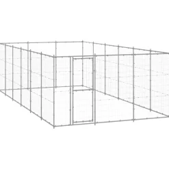 vidaXL Perrera de exterior de acero galvanizado 21,78 m² Plateado Hot