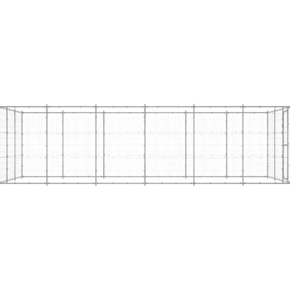 vidaXL Perrera de exterior de acero galvanizado 21,78 m² Plateado Hot