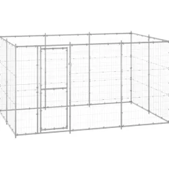 vidaXL Perrera de exterior de acero galvanizado 7,26 m² Plateado Online