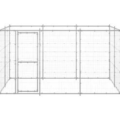 vidaXL Perrera de exterior de acero galvanizado 7,26 m² Plateado Online