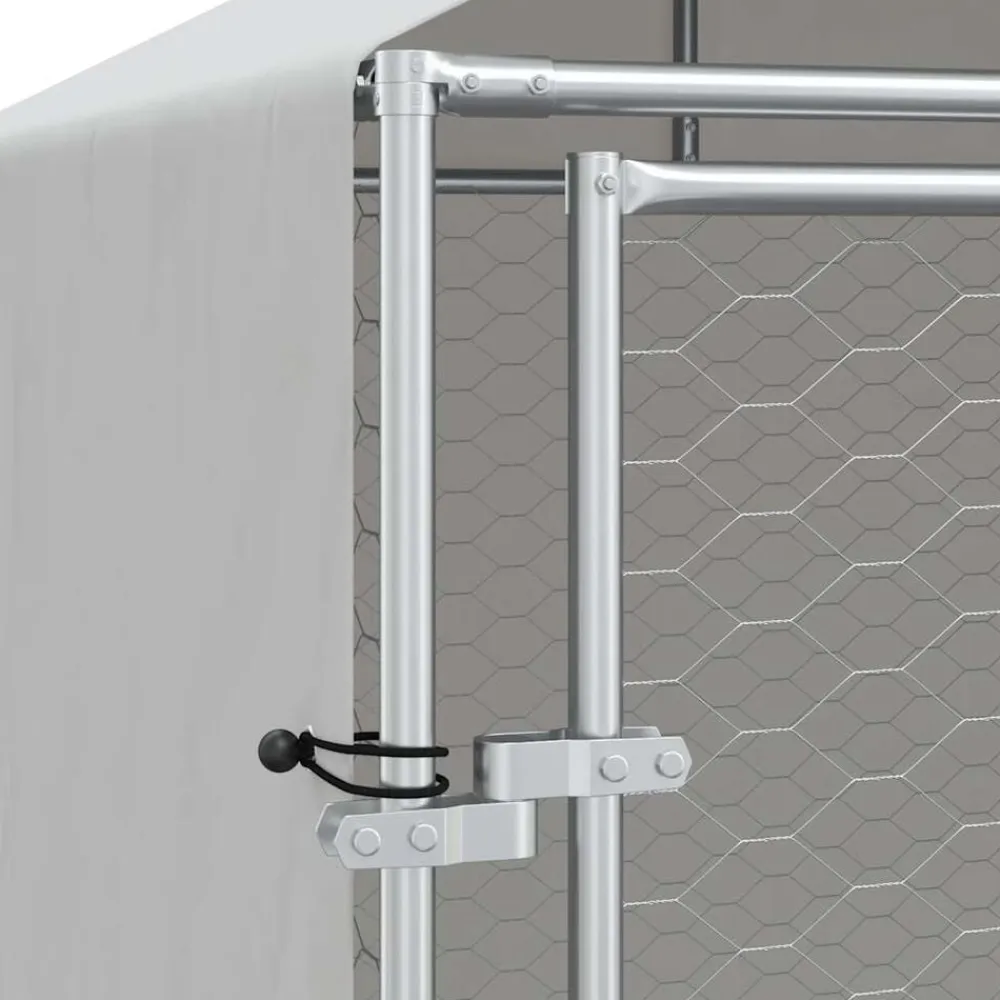 vidaXL Productos Para Mascotas-Perrera de exterior con toldo acero galvanizado plata 2x2x2,5 m
