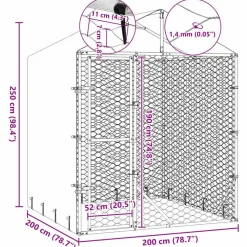 vidaXL Productos Para Mascotas-Perrera de exterior con toldo acero galvanizado plata 2x2x2,5 m