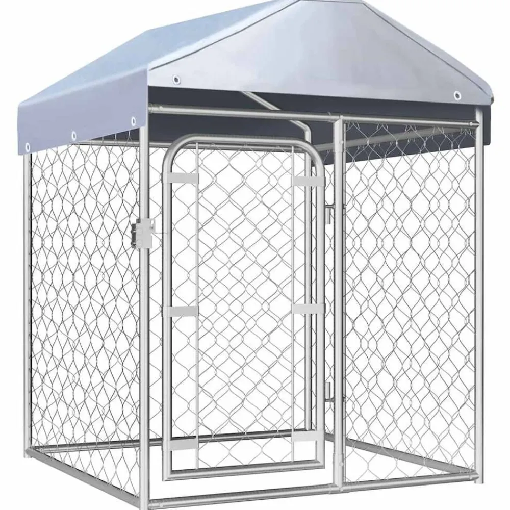 vidaXL Perrera de exterior con techo 100x100x125 cm Sale