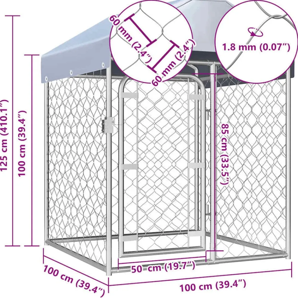 vidaXL Perrera de exterior con techo 100x100x125 cm Sale