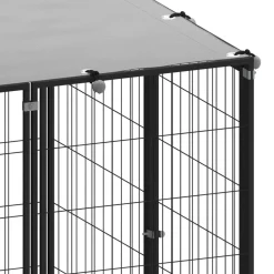 vidaXL Perrera negra 4,84 m² acero Negro Discount